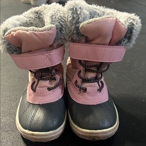 Joe Fresh Cozy Pink and Gray Kids Snow Boots